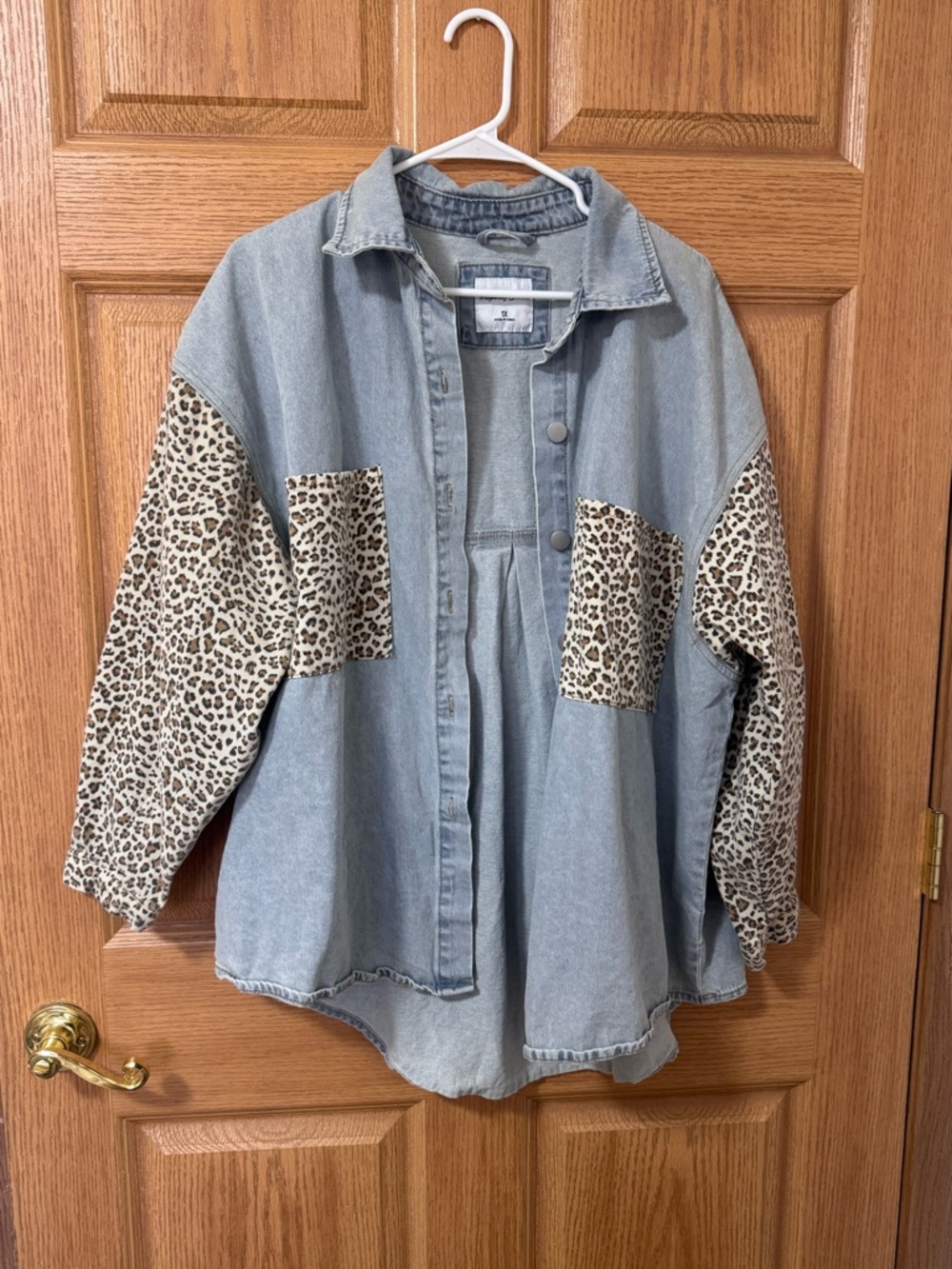 Highway Jeans Light Blue leopard print Denim Jacket with Faded Wash